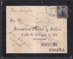 1899-H-273 CUBA US OCCUPATION 1899 5c HAVANA TO BARCELONA VIA TAMPA SPAIN.  - Covers & Documents