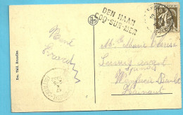 337 Op Kaart Stempel OOSTENDE, Naamstempel DEN HAAN / COQ-SUR-MER Met Treinstempel BRUXELLES-BRUSSEL-CHARLEROI - 1932 Ceres En Mercurius