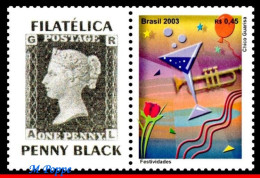 Ref. BR-2912 BRAZIL 2003 - FESTIVALS, MUSICALINSTRUMENT, PERSONALIZED MNH, MUSIC 1V Sc# 2912 - Sellos Personalizados