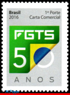 Ref. BR-V2016-19 BRAZIL 2016 - 50 YEARS OF FGTS,RESERVED FUND FOR WORKER, MNH, JOBS 1V - Unused Stamps