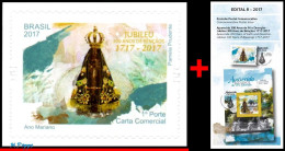 Ref. BR-V2017-11+E BRAZIL 2017 - JUBILEE OF OUR LADY OFAPARECIDA, 300 YEARS, MNH + BROCHURE, RELIGION 1V - Nuovi