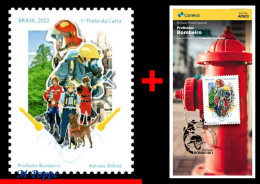 Ref. BR-V2022-04+E BRAZIL 2022 - PROFESSION: FIREFIGHTER,WITH EMBOSSED, MNH+BROCHURE, FIRE FIGHTERS  PREVENTION 1V - Unused Stamps