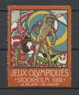 SCHWEDEN Sweden 1912 Vignette Olympische Spiele Stockholm Advertising Text In French Francaise (*) Ohne Gummi/no Gum - Estate 1912: Stockholma