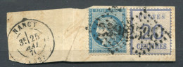 !!! ALSACE LORRAINE, AFFRANCHISSEMENT MIXTE SUR FRAGMENT CACHET DE NANCY - Used Stamps