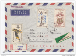 Olympic Games Stamps On Registered Air Mail Letter Cover Travelled 1965 Czechoslovakia To Yugoslavia Bb160301 - Ete 1932: Los Angeles