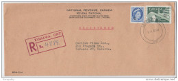 National REvenue, Canada Company Registered Letter Cover Travelled 1957 Official Stamps B160711 - Storia Postale