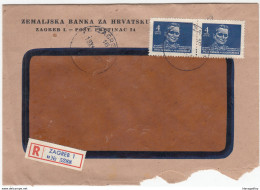 Yugoslavia, Zemaljska Banka Za Hrvatsku Letter Cover Registered Travelled 1946 Zagreb To Maribor B180320 - Covers & Documents