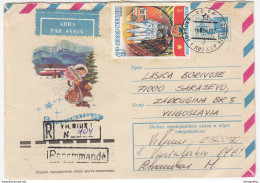 Russia Illustrated Postal Stationery Air Mail Letter Cover Travelled Registered 1980 Vilnius To Sarajevo B170328 - Lettres & Documents