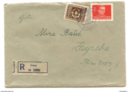 Yugoslavia Letter Cover Travelled Registered 194? Doboj To Zagreb  B180525 - Covers & Documents
