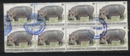 Burundi HIPPO-BLOCK 8 -Catval 280€-Hippopotamus-Mi1588-Gestempelt-1982 - Usati