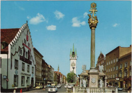 Straubing An Der Donau - Theresienplatz Mit Dreifaltigkeitssaule - & Old Cars - Straubing