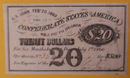 Confederate States 20 Dollars 1863 Coupon Money - Devise De La Confédération (1861-1864)