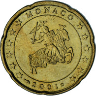 Monaco, Rainier III, 20 Euro Cent, 2001, Paris, TTB, Laiton, Gadoury:MC176 - Monaco