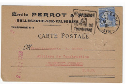 BELLEGARDE Ain Carte Postale Commerciale Entête PERROT 40c Semeuse Yv 237 Ob 1933 Daguin Ain Centre Tourisme - Maschinenstempel (Sonstige)