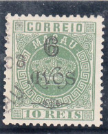 Macau, Macao, Tipo Coroa Com Sobretaxa, 6 A. S/ 10 R. Verde, 1902, Mundifil Nº 101 Used - Oblitérés