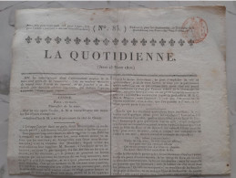Journal LA QUOTIDIENNE 23 Mars 1820 Citation De MONTESQUIEU Sur Les Lois ( Toujours D'actualité ! ) - Zeitungen - Vor 1800