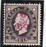 Macau, Macao, D. Luis I Com Sobretaxa, 6 A. S/ 5 R. Preto, 1902, Mundifil Nº 102 Used - Oblitérés