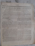 Journal NOUVELLES POLITIQUES 5 Messidor An V ( 23 Juin 1801 ) ITALIE ANGLETERRE BELGIQUE - Giornali - Ante 1800
