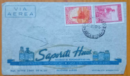 ARGENTINA 1939, COVER USED TO USA, ILLUSTRATE, ADVERTISING SAPORITI HOUS,  2 STAMP, OIL PLATFORM, FARMER, AGRICULTURE. - Storia Postale