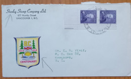 CANADA 1958, COVER USED, ADVERTISING STANLEY STAMP CO, VIGNETTE LABEL,100 YEAR BRITISH COLUMBIA, VANCOUVER TO KAMLOOPS C - Lettres & Documents