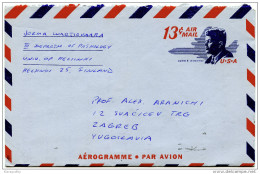 United States 13c Kennedy Aerogramme Travelled 1970 To Yugoslavia Bb160115 - 3a. 1961-… Oblitérés