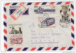 Space Stamps On Registered Air Mail Letter Cover Travelled 1967 Czechoslovakia To Yugoslavia Bb160301 - Other & Unclassified