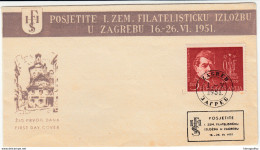 Yugoslavia 1st Philatelic Exhibition Zagreb Special Cover 1951 Bb161128 - Covers & Documents