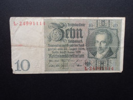 ALLEMAGNE : 10 REICHSMARK   22.1.1929 (1941-1942)    C.A. 173b, *  / P 180a Bis Ou B Et B Devient C)   TTB - 10 Reichsmark