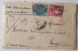 France Lettre 1871 49 Bordeaux + 29 Empire Périgueux Pour Langres Lettre Chargée Contre Remboursement - 1870 Bordeaux Printing