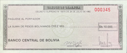 Bolivia 10.000 Pesos Bolivianos, P-173b (28.7.1982) - UNC - Serial Number 000345 - Bolivië