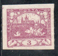 CZECH REPUBLIC REPUBBLICA CECA CZECHOSLOVAKIA CESKA CECOSLOVACCHIA 1919 HRADCANY AT PRAGUE 3h MNH - Nuevos