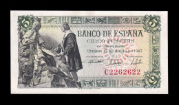 España Spain 5 Pesetas Capitulaciones 1945 Pick 129a Serie C Capicua Sc Unc - 5 Peseten