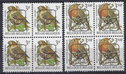 (BL91)   2 Valeurs En Bloc De 4 Buzin Oiseaux GOMME GRISE PO 820GG-822GG. ** - Typografisch 1986-96 (Vogels)