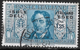 DODECANESE 1932 Overprint Isole Italiano Dell Egeo On Italian Stamps Of Dante £ 1.25 Blue Vl. 26 Used Rodi - Dodécanèse