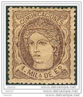 ES0102SACF-L2236-Tregencia.ALEGORIA S.España.Spain.   Espagne.ALEGORIAS   DE ESPAÑA 1870 (Ed 102*).con Charnela.LUJO - Neufs