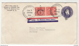 Glogau & Company, Chicago Postal Stationery Letter Cover Travelled Air Mail Pan American 1951 To Germany B190701 - 1941-60