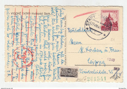 Slovakotour 15 Heller Reveneu On Vysoke Tatry - Vodopad Skok Postcard Posted 1941 To Leipzig B210310 - Brieven En Documenten