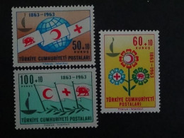 1963 TURQUIE Y&T N° 1664 à 1666 ** - CENTENAIRE DE LA CROIX ROUGE INTERN. - Ungebraucht