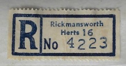 Great Britain Registered Label Of The Rickmansworth City In Hertfordshire - Autres & Non Classés