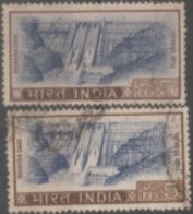 INDIA USED STAMP IN TWO DIFFERENT SHADES ON BHAKRA DAM  On The Satluj River In Bhakra Village IN HIMACHAL PRADESH - Collections, Lots & Séries