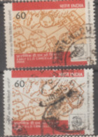 INDIA USED STAMP IN TWO DIFFERENT SHADES ON INDIA '89 International Stamp Exhibition, New Delhi - Postal Cancellati - Collections, Lots & Séries