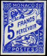 Monaco Taxes N°26a  5f Bleu Non Dentelé  Qualité:** - Impuesto