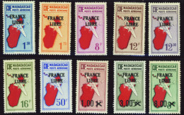 Madagascar Poste Aérienne N°45/54  France Libre 10 Valeurs  Qualité:** - Sonstige & Ohne Zuordnung