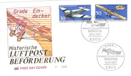 Germany:FDC, Airplanes, Historische Luftpost Beförderung, 1991 - 1991-2000