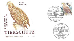 Germany:FDC, Bedrohte Seevögel, Bird, Sea Eagle, 1991 - 1991-2000