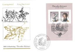 Germany:FDC, 200. Geburtstag Theodor Körner, 1991 - 1991-2000