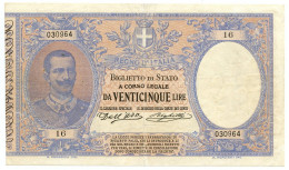 25 LIRE BIGLIETTO DI STATO EFFIGE VITTORIO EMANUELE III 23/03/1902 BB+ - Regno D'Italia – Autres