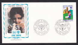 Andorra: FDC First Day Cover, 1979, 1 Stamp, Year Of Child, Children, Sheep, Logo (traces Of Use) - Sonstige & Ohne Zuordnung