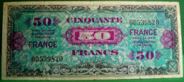 BILLET 50 Francs  VERSO FRANCE 1944   French Banknote  DEBARQUEMENT WW2 - 1944 Drapeau/Francia