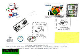 ITALIA ITALY - 1998 MILANO 33^ Coppa Mondo Italia 98 Baseball Partita ITALIA-SPAGNA Su Busta Fibs Raccomandata - 10825 - Baseball